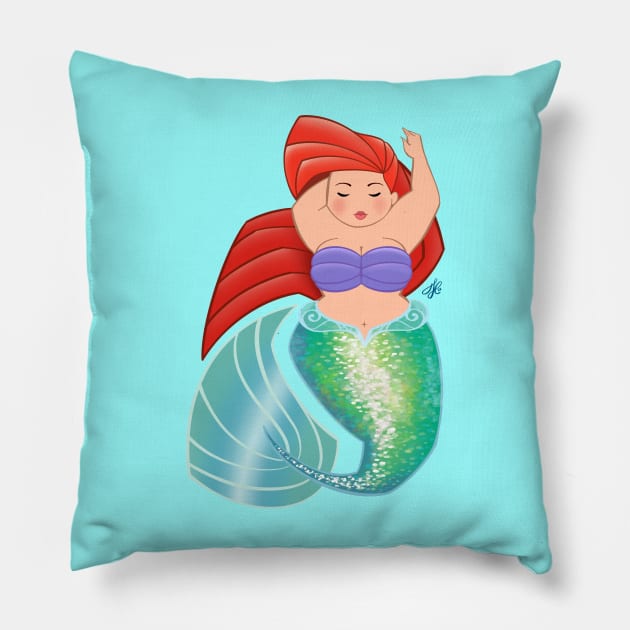 Fluffy Mermaid Pillow by Toni Tees