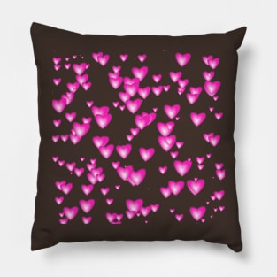 Tiny Pink Passion Hearts on Black Pillow