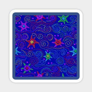 Ditsy Estrellas - Navy Red Yellow Pink Violet Magnet