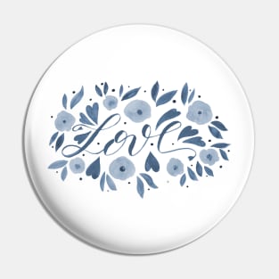 Love and flowers - grey Pin