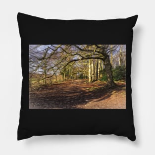 Sunny Winter Woodland  Digital Art Pillow