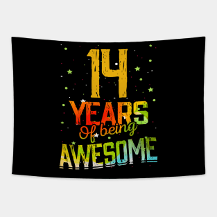 14th Anniversary Gift Vintage Retro 14 Years Of Being Awesome Gifts Funny 14 Years Birthday Men Women Tapestry