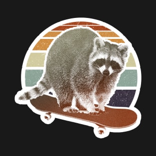 Raccoon on a skateboard retro T-Shirt