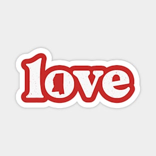 Retro Love Mississippi State Outline // Mississippi State Pride Magnet