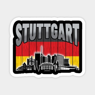 Stuttgart Germany Skyline Vintage German Flag Magnet