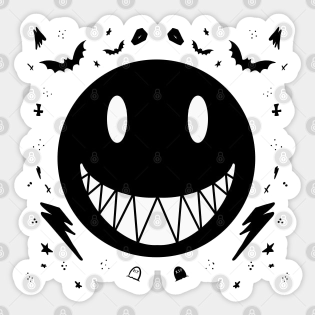 Black Smiley Sticker for Sale by vonkhalifa15