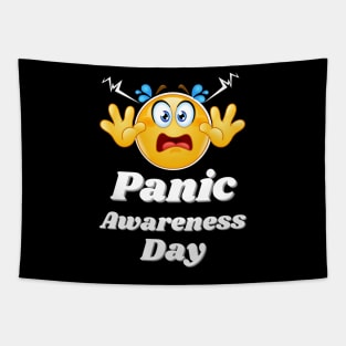 Panic awareness day with white text Tapestry