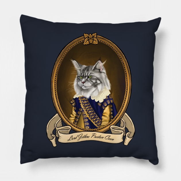 Renaissance Cat - Lord Jethro Preston Coon Pillow by JMSArt