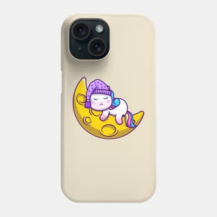 Cute Unicorn Sleeping On Moon Phone Case