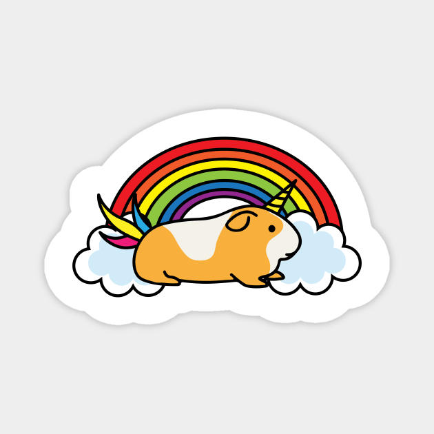 Guinea Pig Unicorn Rainbow Clouds Happy Positive Furry Pet Magnet by Mayzin