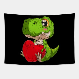 Kawaii T Rex Dinosaur St Valentine's Day Tapestry