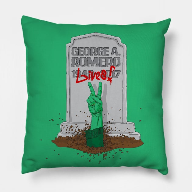 George A. Romero Lives! Pillow by andrew_kelly_uk@yahoo.co.uk