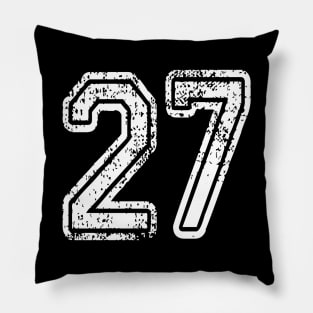 Number 27 Grungy in white Pillow