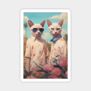 Retro Futuristic Cats Magnet