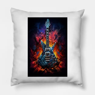 Blue and red guitar Pillow