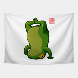 yoga frog headstand pose Tapestry