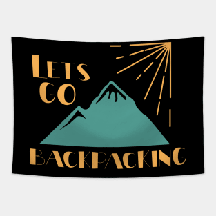 Minimalist Backpacking Mountain Illustration Tapestry