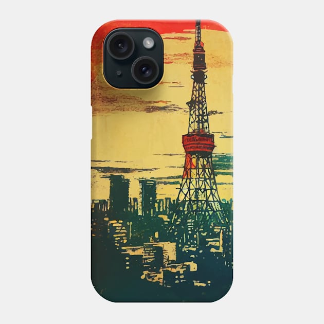 Tokyo tower abstract pop art cityscape Phone Case by TomFrontierArt