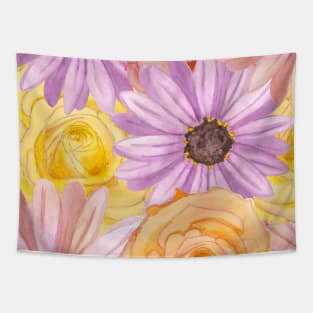 Spring Bouquet Flowers Purple Daisies and Antique Roses (Pattern) Tapestry