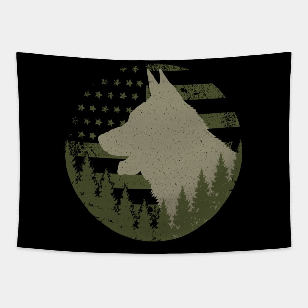 German Shepherd American Flag Tapestry by Tesszero