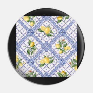 Azulejo blue tiles, citrus fruit and lemons Pin