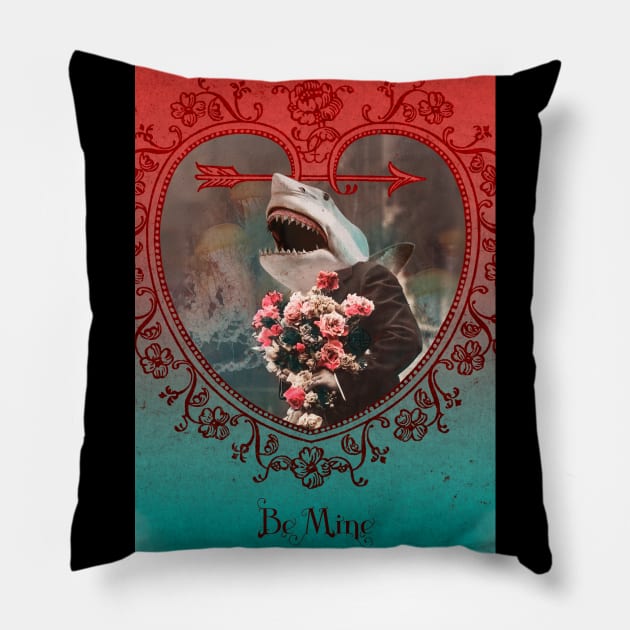 Vintage Shark Heart BE MINE Pillow by sandpaperdaisy