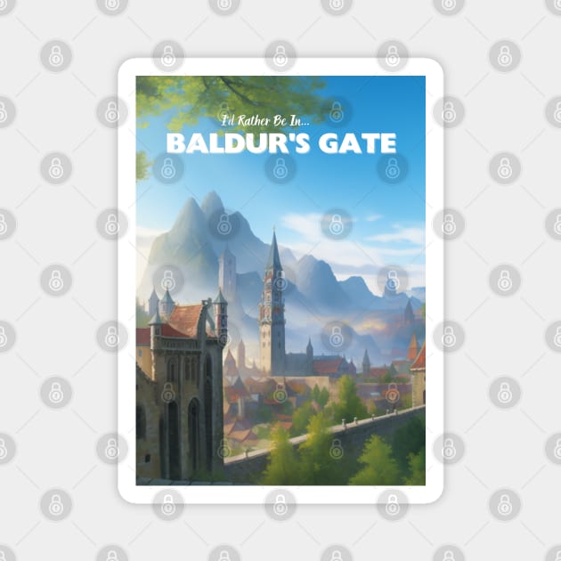 Baldur's Gate Tourism Poster - BG3-Inspired Tourist Propaganda Magnet by CursedContent