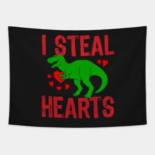 Kids I Steal Hearts Trex Dino Baby Boy Valentines Day Tapestry