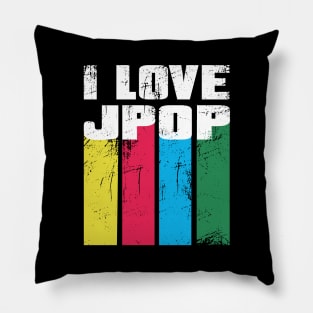 I love J-Pop, J Pop, Japanese Pop with distressed color bars Pillow