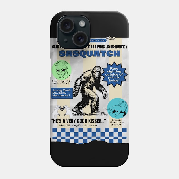 Cryptid Gossip Magazine: Sasquatch Edition Phone Case by SpiralBalloon