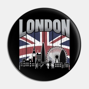 London United Kingdom Skyline Vintage Flag Pin