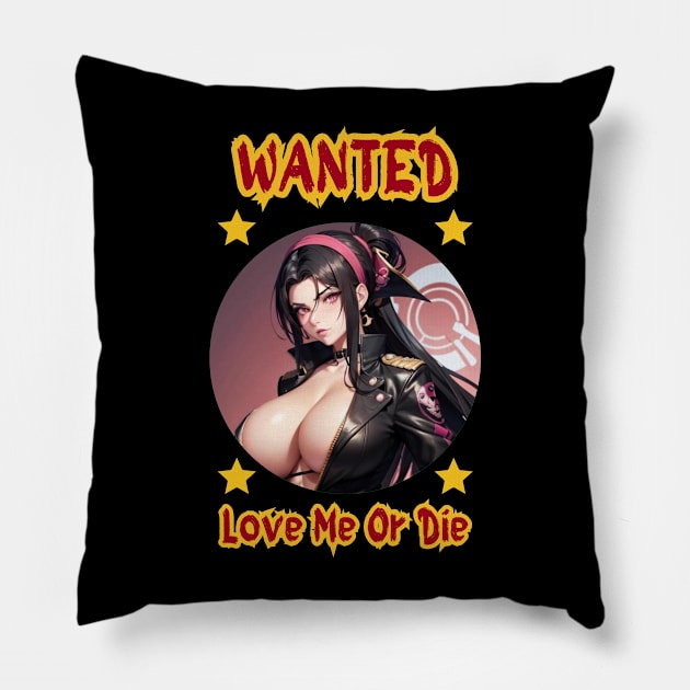Wanted Pirate Love Me Or Die Anime Girl Pillow by Clicks Clothes