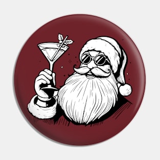 Santa Drinking a Holiday Martini Pin