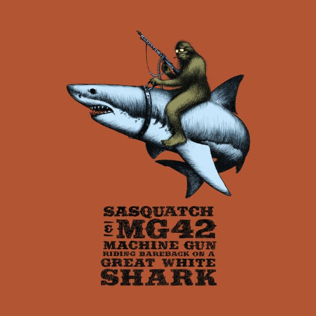 Sasquatch Riding on a Great White Shark by CatLauncher