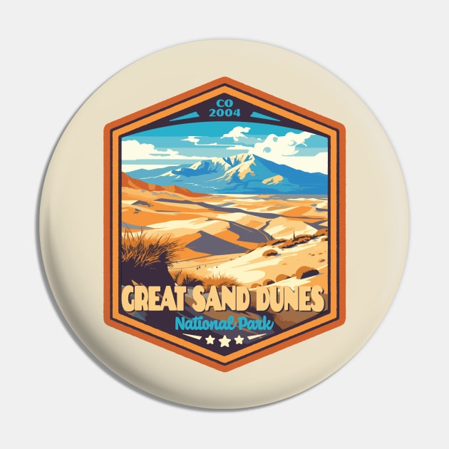 Great Sand Dunes  National Park Vintage WPA Style National Parks Art Pin by GIANTSTEPDESIGN