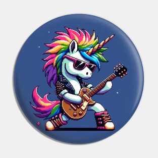 Pixel Rock Unicorn - Punk Style Electric Guitarist Pin