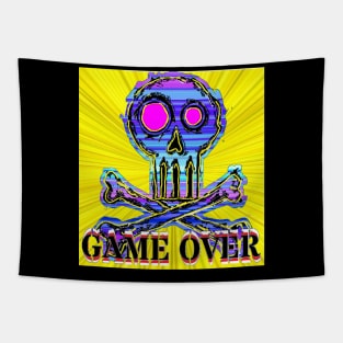 Gamer Game Over Skull by LowEndGraphics Tapestry