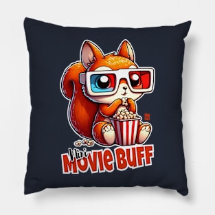 Mini Movie Buff Graphic Tee for Kids | Cartoon Squirrel Dark Pillow