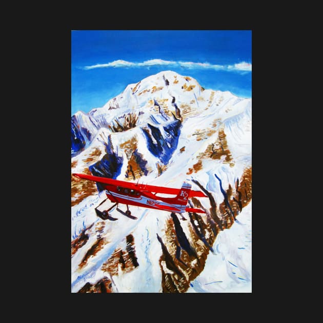 Denali Mountain Painting, K2 Aviation, De Havilland Beaver, Alaska Mountains, Gift for Pilot, Scott Clendaniel, Alaska Aviation, Mt McKinley Active by realartisbetter