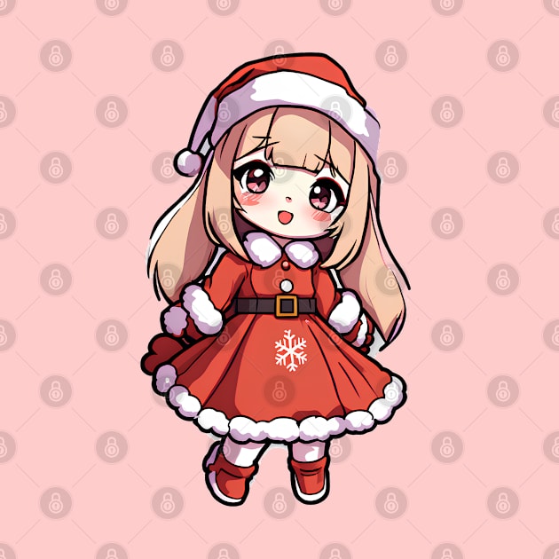 Cute christmas anime girl by InkPulse