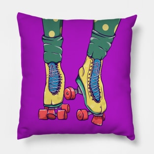 RETRO YELLOW ROLLER SKATES Pillow