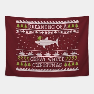 Great White Christmas Ugly Sweater Tapestry