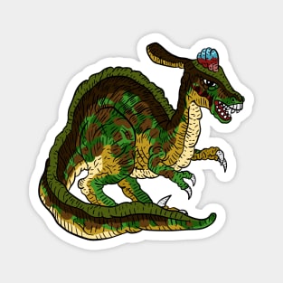 dinosaur, green dino illustration. angry rex. Magnet