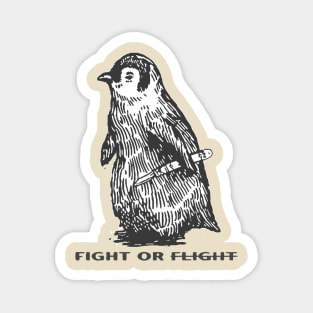 Retro Fight Or Flight Funny Penguin Magnet