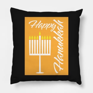 Happy Hanukkah greeting with Menorah illustration Pillow