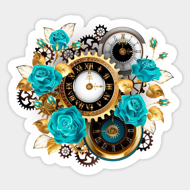 Steampunk Clock with Gears Wall Clock by blackmoon9