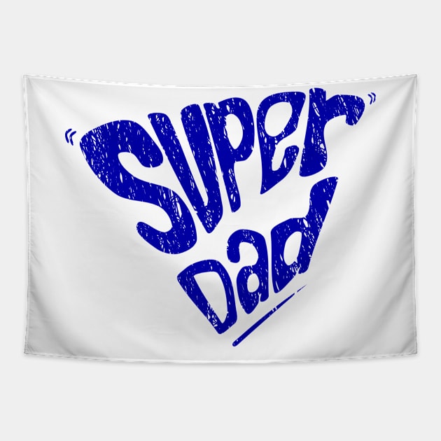 blue super dad typography Tapestry by bloomroge