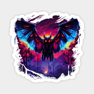 Mothman Cryptozoology 80s Retro Synthwave Aesthetic Cryptid Magnet