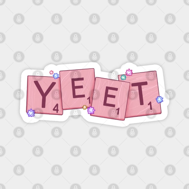 Scrabble Yeet Cute Kawaii Pink Magnet by desiisart