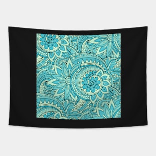 Doodle Pattern with Abstract Floral Motifs Tapestry